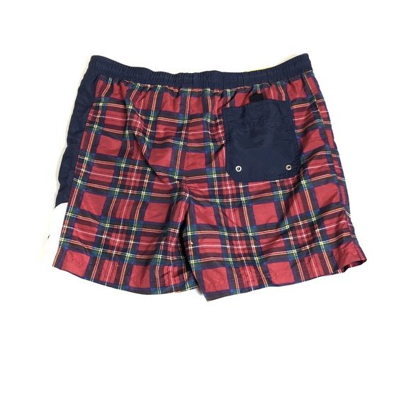 Vintage CHAPS RALPH LAUREN Navy Blue Red Plaid Swim Trunks LINED | Mens Sz M J49 - Picture 4 of 5